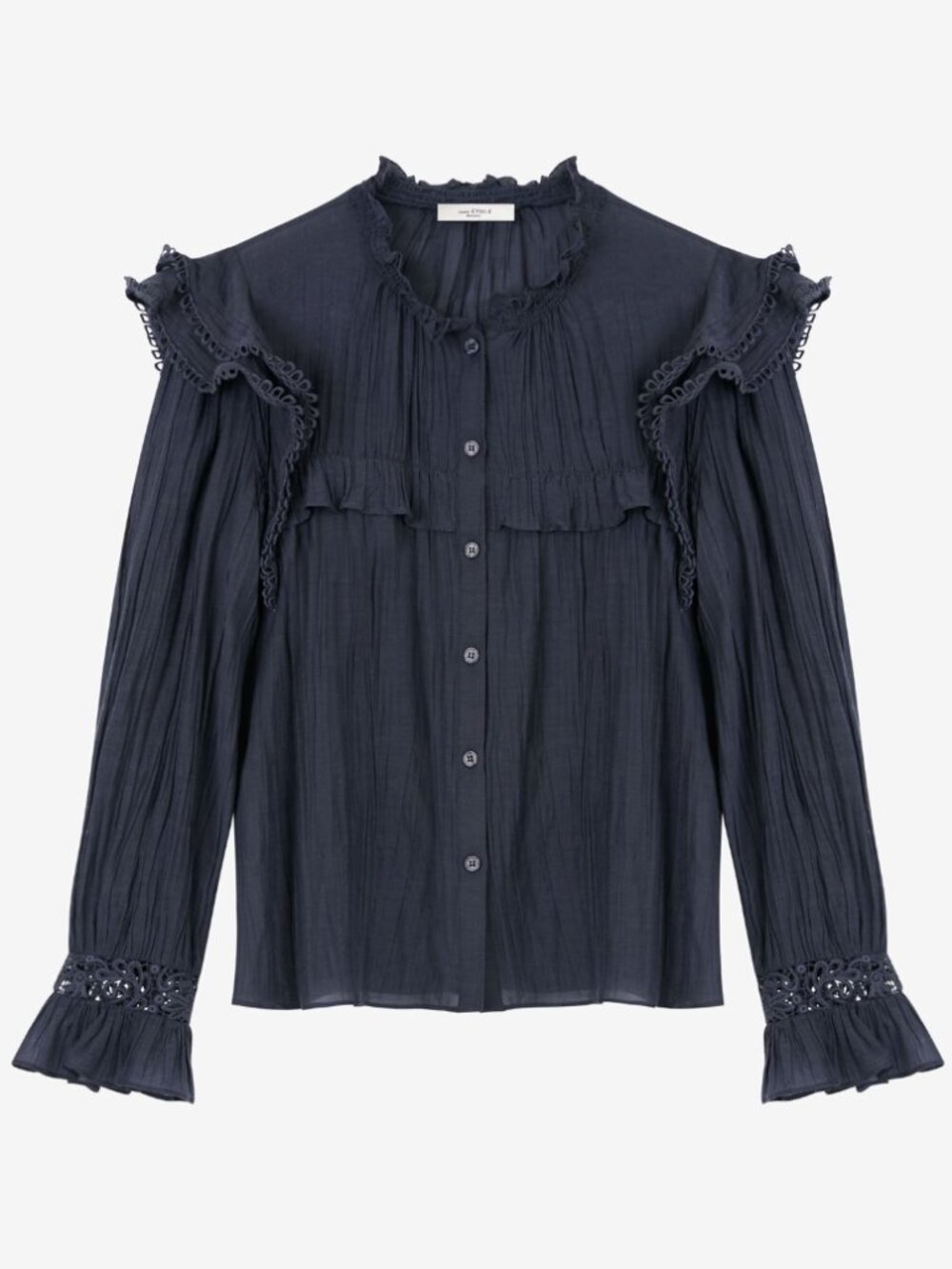 Isabel Marant Étoile Gilatedy Lace and Cotton Shirt In Navy Size FR38 (M)